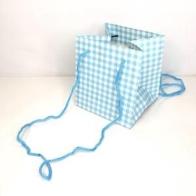 Blue Gingham Olympic Hand Tie Bags x 10