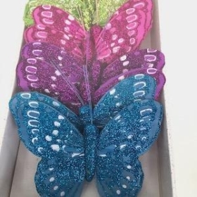 Mixed Glitter Feather Butterfly 10cm x 12