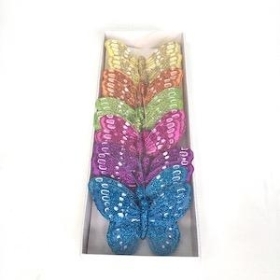 Mixed Glitter Feather Butterfly 10cm x 12