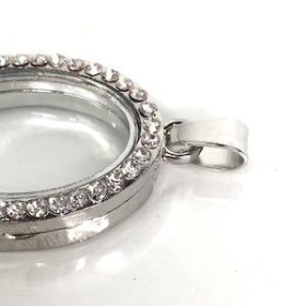 Diamante Silver Oval Charm 3cm