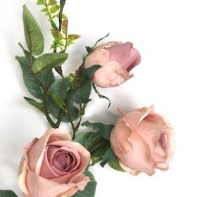 Vintage Pink Rosebud Spray 75cm