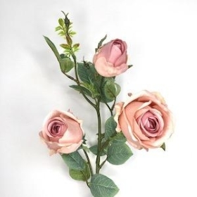 Vintage Pink Rosebud Spray 75cm