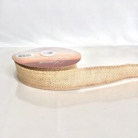 Natural Wired Hessian Ribbon 32mm 