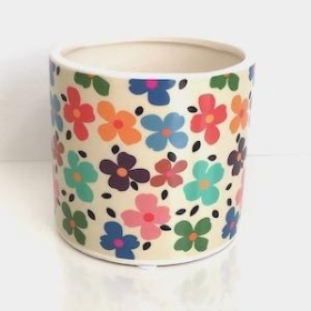 Flowery Ceramic Pot 10cm