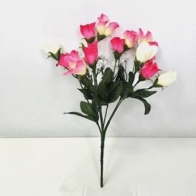 Cerise Pink Mini Rosebud Bush 32cm