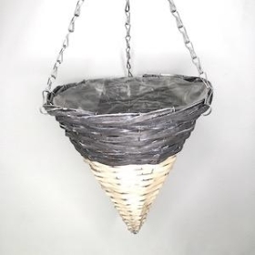 Grey White Cone Hanging Basket 12 Inch