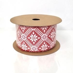 Red Christmas Pattern Ribbon 63mm