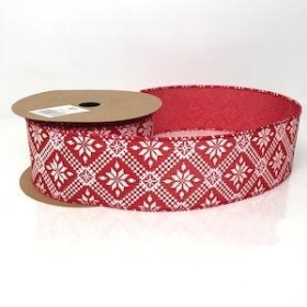 Red Christmas Pattern Ribbon 63mm