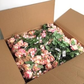 48 x Peach Pink Rose And Hydrangea Bush 28cm