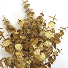Gold Glitter Eucalyptus Bush 43cm