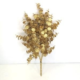 Gold Glitter Eucalyptus Bush 43cm