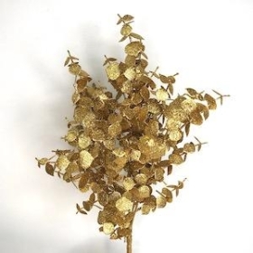 Gold Glitter Eucalyptus Bush 43cm
