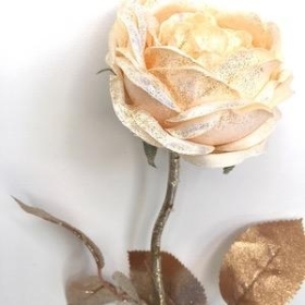 Cream Glittered Rose 56cm