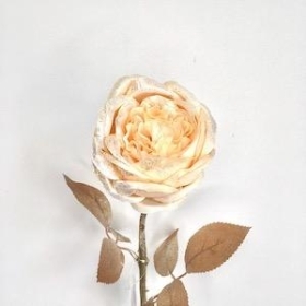 Cream Glittered Rose 56cm