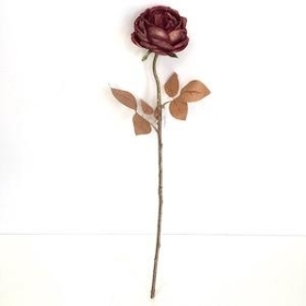 Burgundy Glittered Rose 56cm
