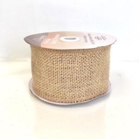 Natural Wired Hessian Ribbon 70mm 