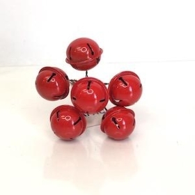 6 x 3cm Red Christmas Bells