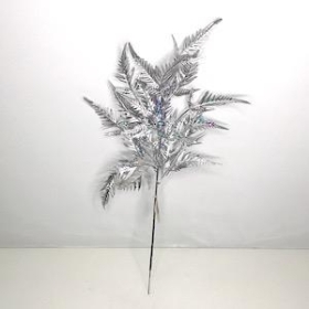 Silver Metallic Fern Spray 47cm