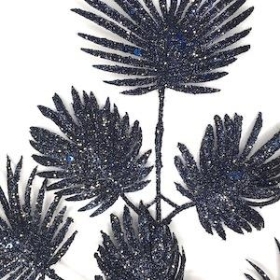 Navy Glittered Fan Palm 72cm