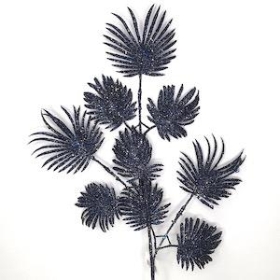 Navy Glittered Fan Palm 72cm