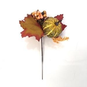 Autumn Pumpkin And Pinecone Pick x 3