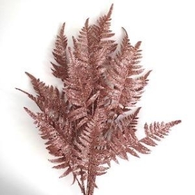 Rose Gold Glitter Fern Bush 54cm