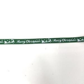 Green Merry Christmas Ribbon 10mm