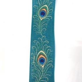 Blue Peacock Feather Ribbon 63mm