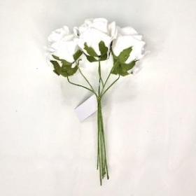 White Foam Rose 6cm x 6 