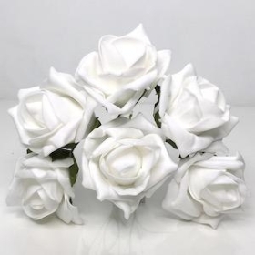 White Foam Rose 6cm x 6 