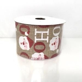 Santa HO HO HO Pattern Ribbon 63mm