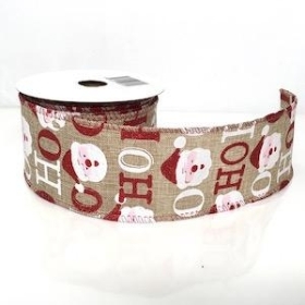 Santa HO HO HO Pattern Ribbon 63mm