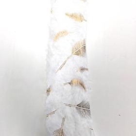 Gold Leaf On White Fur Ribbon 63mm