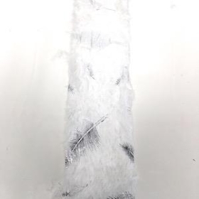 Silver Leaf On White Fur Ribbon 63mm