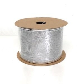 Silver Pattern Metallic Ribbon 63mm