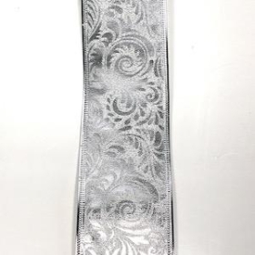 Silver Pattern Metallic Ribbon 63mm