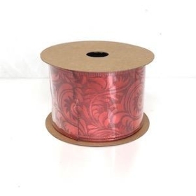 Red Pattern Metallic Ribbon 63mm