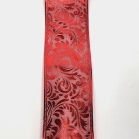 Red Pattern Metallic Ribbon 63mm