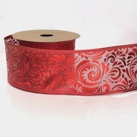 Red Pattern Metallic Ribbon 63mm