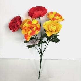 Yellow Red Ranunculus Bush 32cm