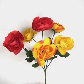 Yellow Red Ranunculus Bush 32cm