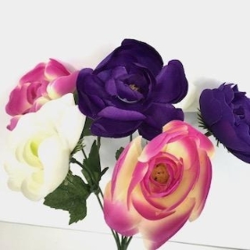 Purple Pink Ranunculus Bush 32cm