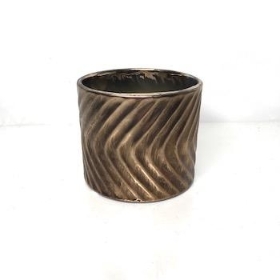 Gold Ribbed Metallic Pot 10cm