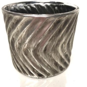 Silver Ribbed Metallic Pot 10cm