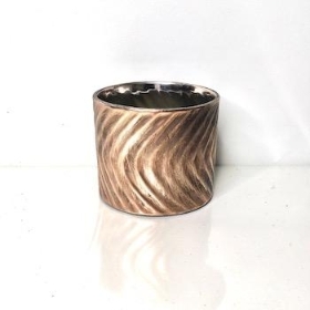 Rose Gold Ribbed Metallic Pot 10cm