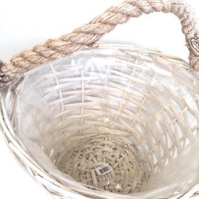 White Basket And Rope Handle 30cm