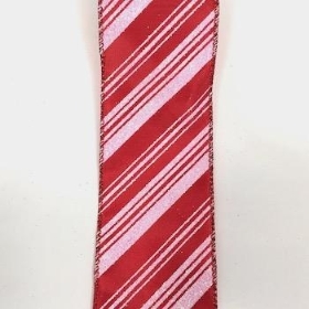 Red Candy Stripe Ribbon 63mm