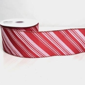 Red Candy Stripe Ribbon 63mm