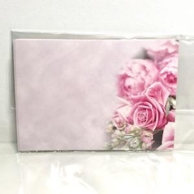 Florist Cards Plain Pink Roses x 6