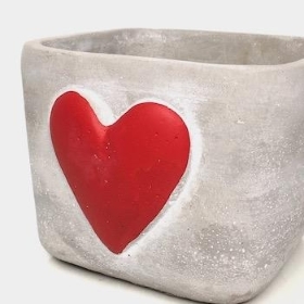 Red Heart Cement Pot 10cm